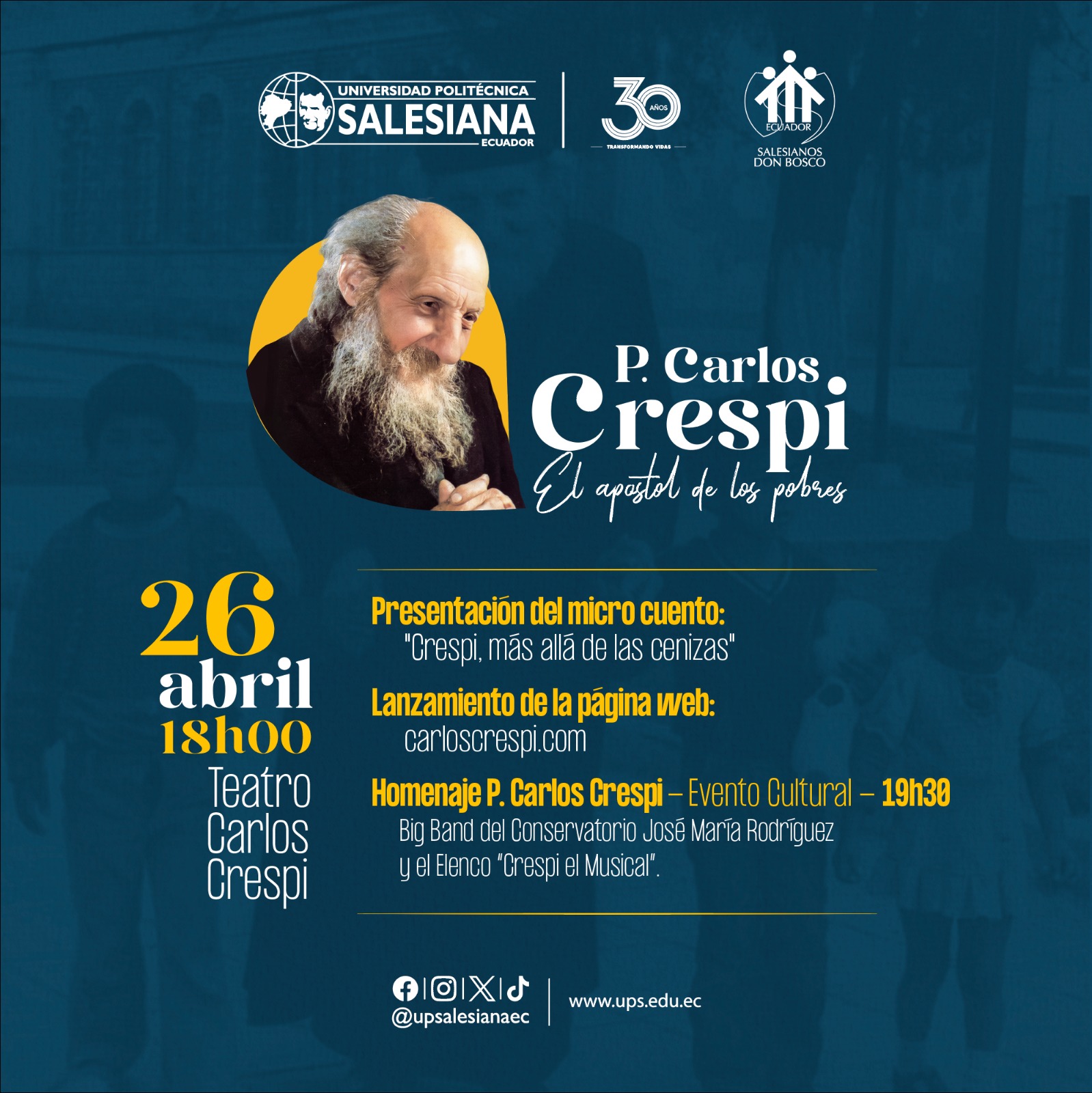 Velada en homenaje al P. Carlos Crespi Croci, sdb. Universidad Politecnica Salesiana del Ecuador